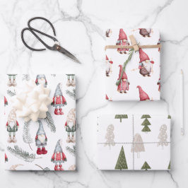Kerstgnomen Woodland Pine Inpakpapier Vel