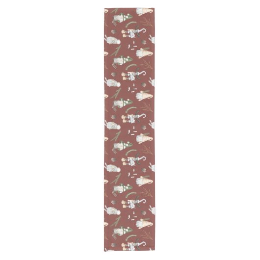 Kerstgnomen Woodland Short Table Runner Korte Tafelloper (Voorkant)