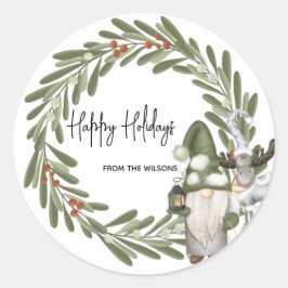 Kerstgnomen Woodland, speciaal gepersonaliseerd Ronde Sticker