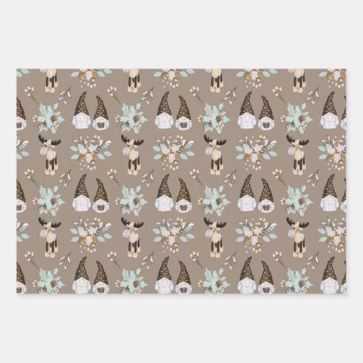 kerstgnomen Woodland Wrapping Paper Sheets (Voorkant 2)