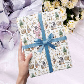 Kerstgnomes boerderij huis Scandi Cadeaupapier