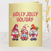 Kerstgnomes in een feestelijke stemming kaart (Gele Bloem)