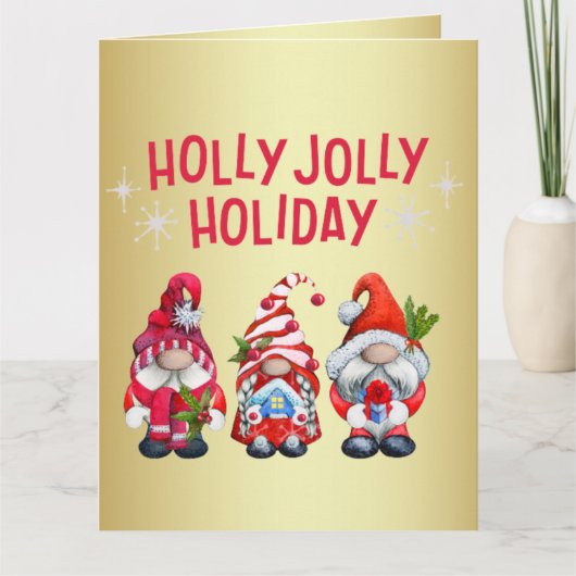 Kerstgnomes in een feestelijke stemming kaart (Voorkant)