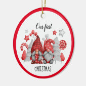 Kerstgnomes keramisch versieringsmiddel keramisch ornament (Links)