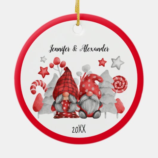 Kerstgnomes keramisch versieringsmiddel keramisch ornament (Achterkant)