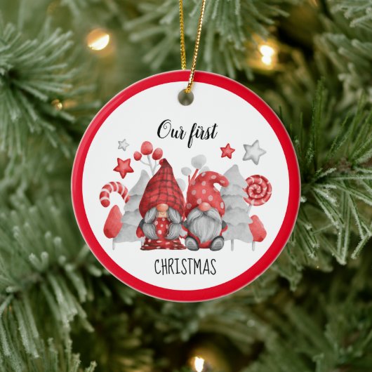 Kerstgnomes keramisch versieringsmiddel ornament (Boom)