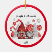 Kerstgnomes keramisch versieringsmiddel ornament (Achterkant)