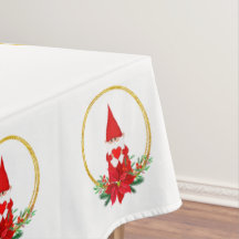 Kerstgnomes op wit tafelkleed