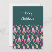 Kerstgnoom en rendier in groen roze feestdagenkaart (Voorkant)