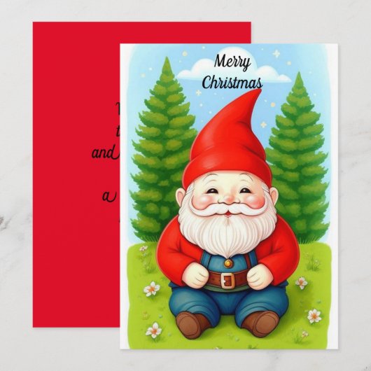 kerstgnoom feestdagenkaart (Voorkant / Achterkant)