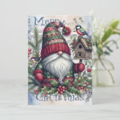 kerstgnoom feestdagenkaart (Staand voorkant)