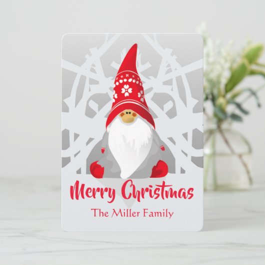 kerstgnoom feestdagenkaart (Staand voorkant)