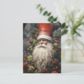 Kerstgnoom in een Rozen Struik Briefkaart (Staand voorkant)