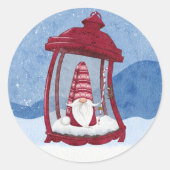 Kerstgnoom in Lantaarns Sticker (Voorkant)