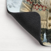 Kerstgnoom in sneeuwvlokken met snoepriet muismat (Hoek)