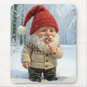 Kerstgnoom in sneeuwvlokken met snoepriet muismat (Voorkant)