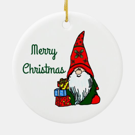 kerstgnoom keramisch ornament (Achterkant)