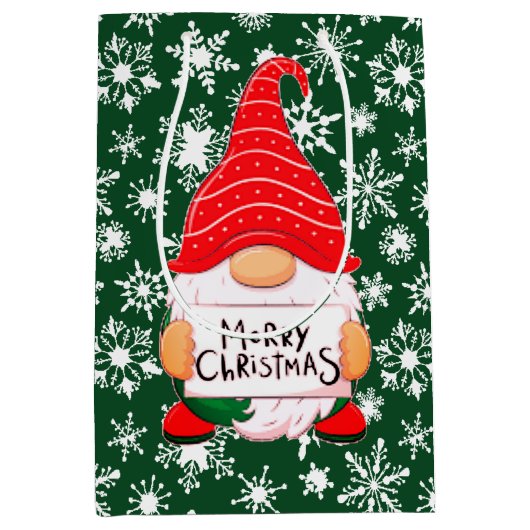 kerstgnoom medium cadeauzakje (Voorkant)