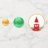 Kerstgnoom met Hart & Groen Rood Goud Confetti (Achterkanten)