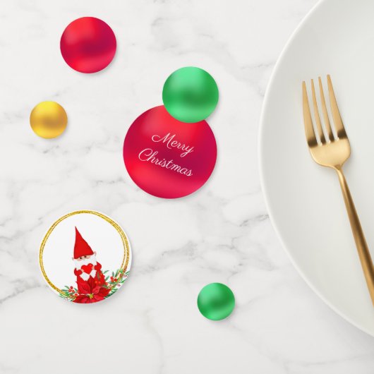 Kerstgnoom met Hart & Groen Rood Goud Confetti (Groep)