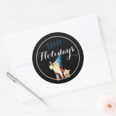 Kerstgnoom met Lantern en Pig Happy Holiday Ronde Sticker (Envelop)