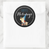 Kerstgnoom met Lantern en Pig Happy Holiday Ronde Sticker (Tas)