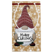 Kerstgnoom op papieren tas klein cadeauzakje (Achterkant)