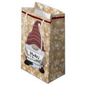 Kerstgnoom op papieren tas klein cadeauzakje (Voorkant Gekanteld)