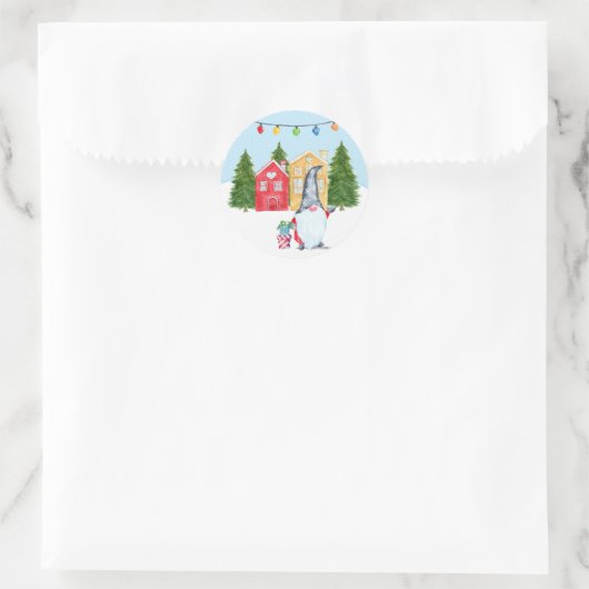 kerstgnoom ronde sticker (Tas)