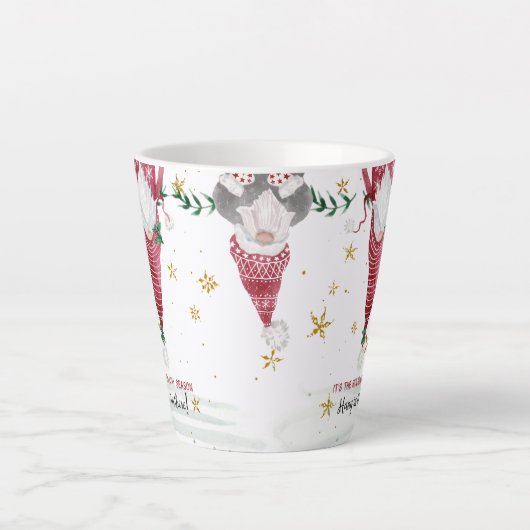 Kerstgnoom Sterren in Foliage Hang In There Latte Mok (Voorkant)