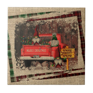 Kerstgnoom Sweet Gnome Red Truck Pset Tegeltje