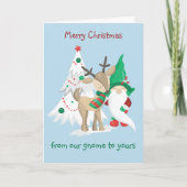 Kerstgnoom van ons thuis tot aan jullie luidop feestdagen kaart (Voorkant)