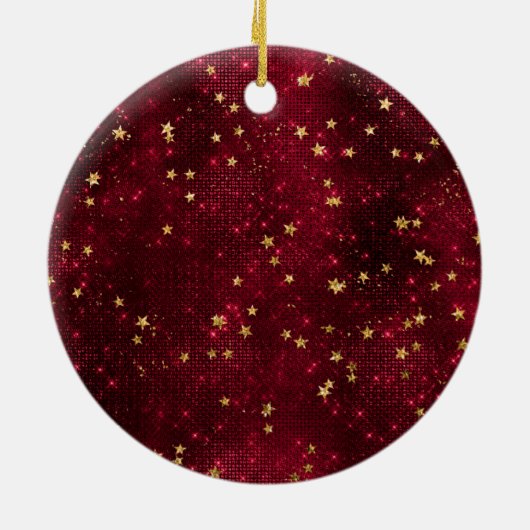 Kerstgnoome rode staren keramisch ornament (Achterkant)