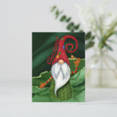 Kerstgnoomrood en groene gemstone Rustic Glam Briefkaart (Staand voorkant)