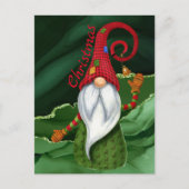 Kerstgnoomrood en groene gemstone Rustic Glam Briefkaart (Voorkant)