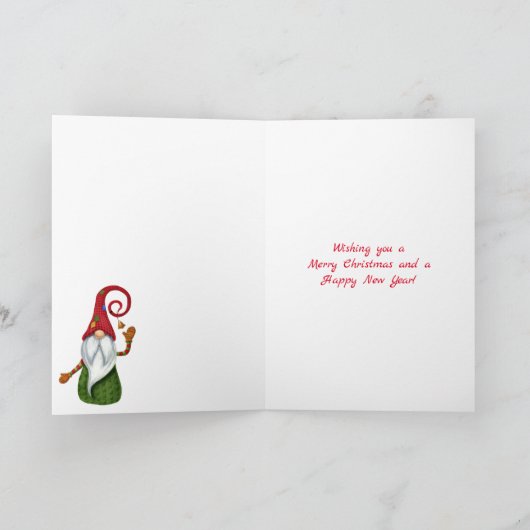 Kerstgnoomrood en groene gemstone Rustic Glam Feestdagen Kaart (Binnen)