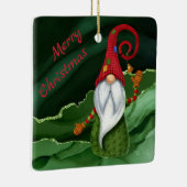 Kerstgnoomrood en groene gemstone Rustic Glam Keramisch Ornament (Rechts)