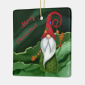 Kerstgnoomrood en groene gemstone Rustic Glam Keramisch Ornament (Links)