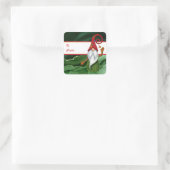 Kerstgnoomrood en groene gemstone Rustic Glam Vierkante Sticker (Tas)