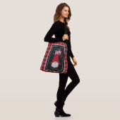 Kerstgnoomrood met zwarte buffelplaat crossbody tas (Op model)