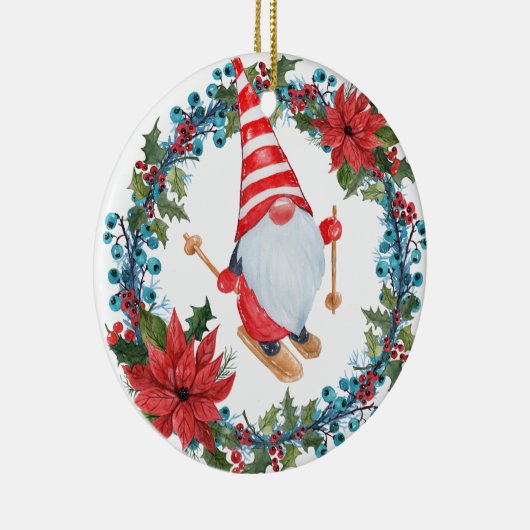 Kerstgnoomskiing, met groot Ornament (Rechts)