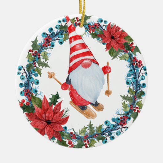 Kerstgnoomskiing, met groot Ornament (Voorkant)