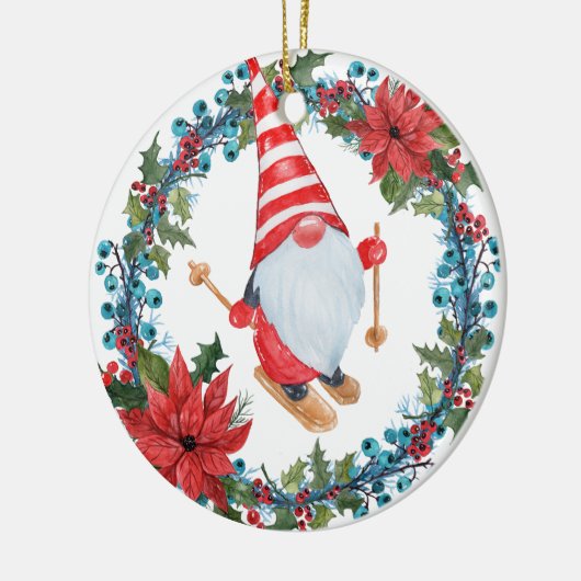 Kerstgnoomskiing, met groot Ornament (Links)