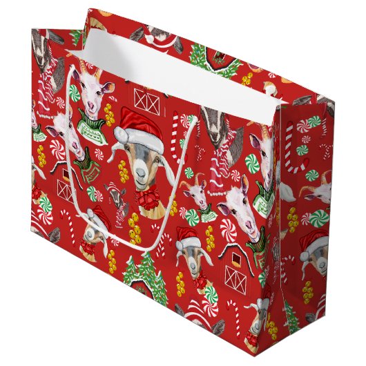 kerstGOATS-Snoep en Jingle Bells GetYerGoat™ Groot Cadeauzakje (Voorkant Gekanteld)