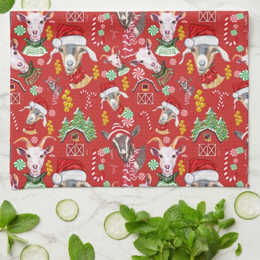 kerstGOATS-Snoep en Jingle Bells GetYerGoat™ Theedoek (Gevouwen)