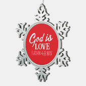 Kerstgod is liefde Bijbelvers Rood Ornament (Rechts)