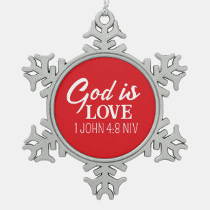 Kerstgod is liefde Bijbelvers Rood Ornament