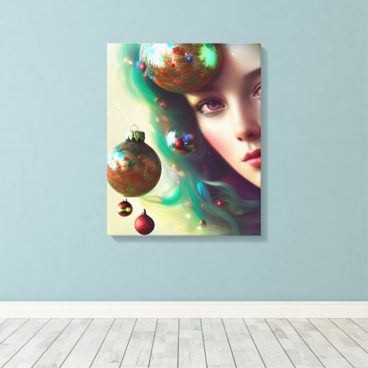 Kerstgodin Canvas Afdruk (Insitu (Houten vloer))