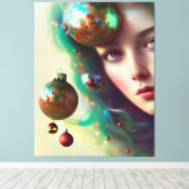 Kerstgodin Canvas Afdruk (Insitu (Houten vloer))