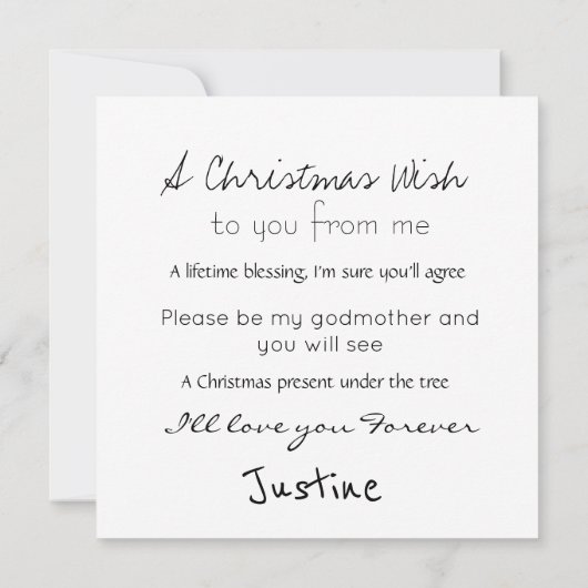 Kerstgodmoeder Voorstel Little Elf Kaart (Achterkant)